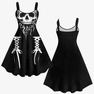 Robe Gothique Tête de Mort 'Spectre Élégant'