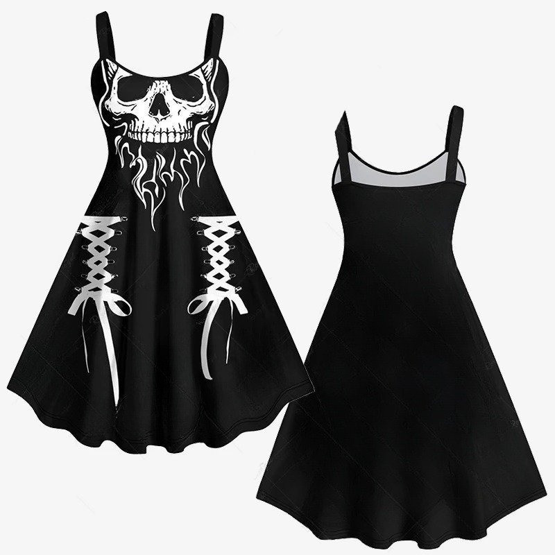 Robe Gothique Tête de Mort 'Spectre Élégant'