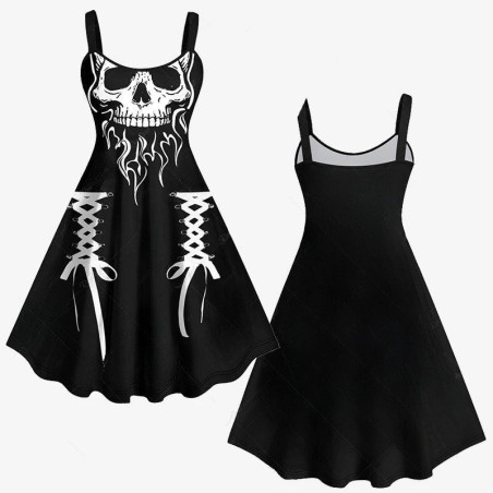 Robe Gothique Tête de Mort 'Spectre Élégant'