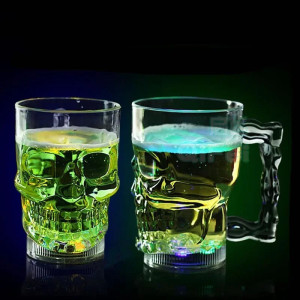 Magnifique Mug Tête de Mort LED Crâne Néon - Grand Mug Lumineux