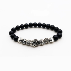 Magnifique Bracelet bouddhiste crâne stylisé