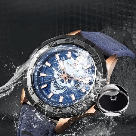 Résistance à l'au de 30 mètres de la Montre Tête de Mort – Crâne Sombre Luminescent