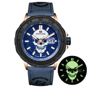 Montre Tête de Mort – Crâne Sombre Luminescent - couleur bleu