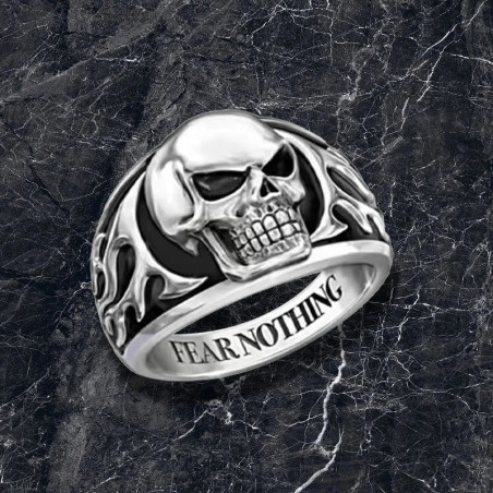 Bague Tête de Mort Biker Fear Nothing Infernal