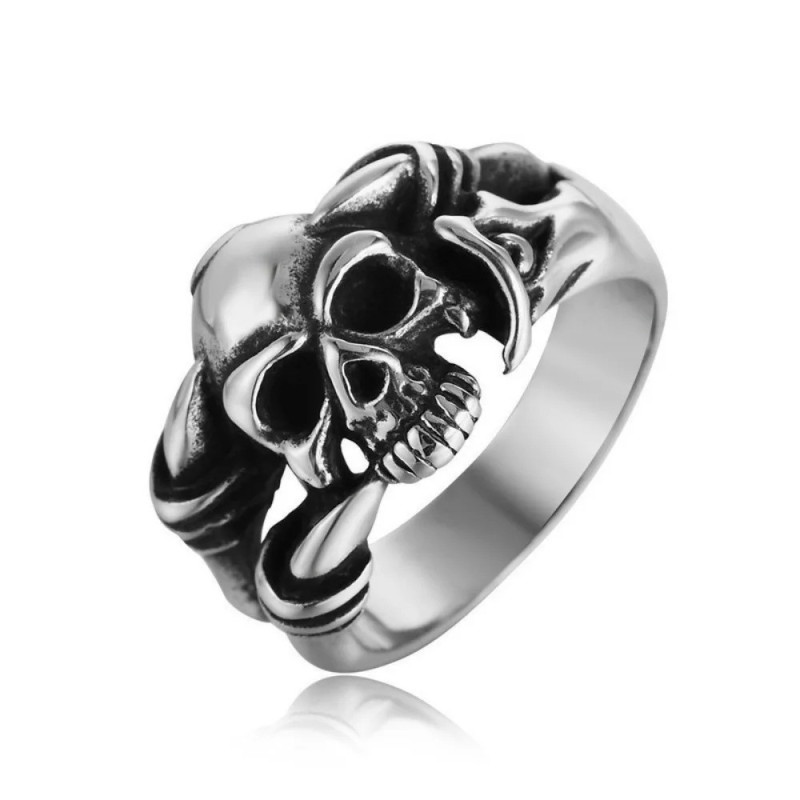 Bague Tête de Mort Biker Étreinte du Démon