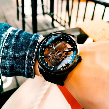 Montre Tête de Mort – Crâne Mécanique - couleur noir