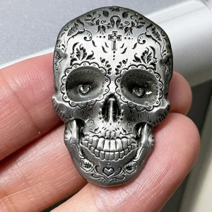 Broche Pins Tête de Mort - Sugar Skull Cœur Sacré