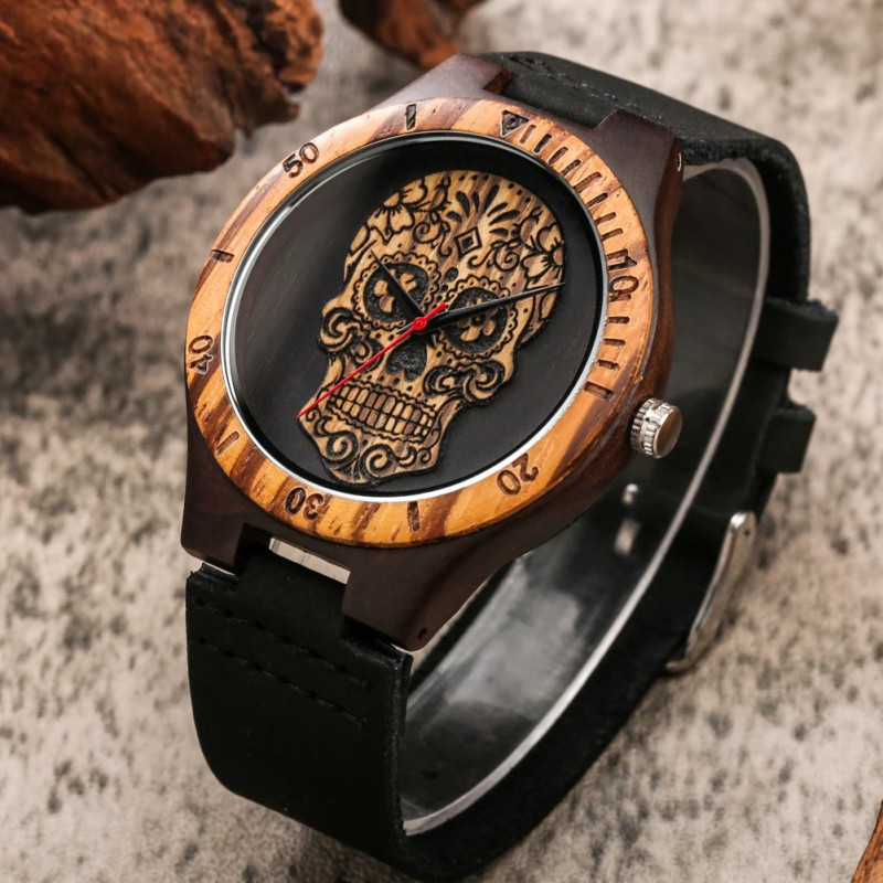 Montre Tête de Mort – Crâne Baroque Sombre