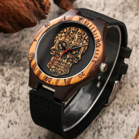 Montre Tête de Mort – Crâne Baroque Sombre