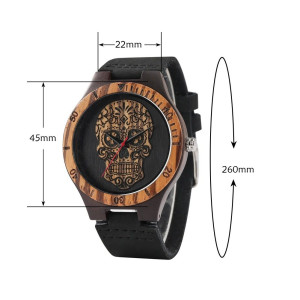 Dimensions de la Montre Tête de Mort – Crâne Baroque Sombre