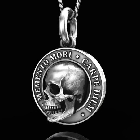 Magnifique Collier Tête de Mort Memento Carpe Diem