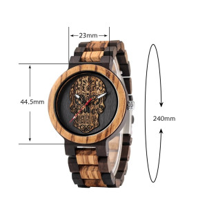 Dimensions de la Montre Tête de Mort – Crâne Sculpteur Tribal