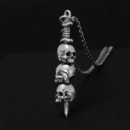 Collier Pendentif Tête de Mort – épée Lame des Âmes Déchues