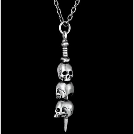 Collier Pendentif Tête de Mort épée Lame des Âmes Déchues