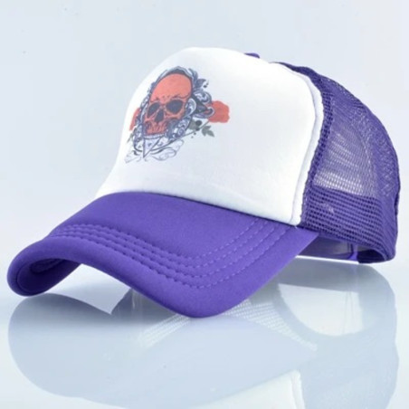 Casquette Tête de Mort Crâne Écarlate & Roses Noires - couleur violet