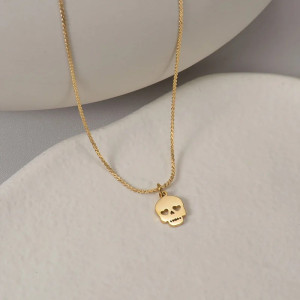 Magnifique Collier Tête de Mort Love Skull Minimaliste