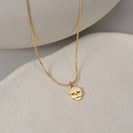 Magnifique Collier Tête de Mort Love Skull Minimaliste