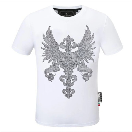T-shirt Tête de Mort Rock Ailes du Jugement pour femme - modèle blanc