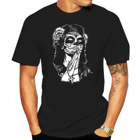 T-shirt Tête de Mort Calavera en Prière