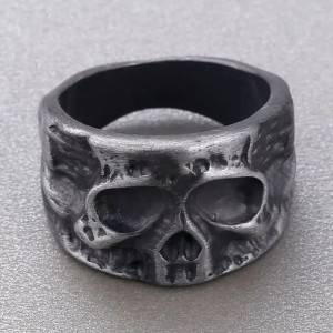 Avant Bague Tête de Mort – Crâne Ravagé