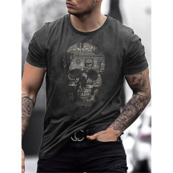 T-shirt tête de mort hacker - couleur gris