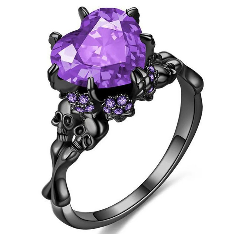 Vue générale Bague Tête de Mort – Cœur Maudit Couleur Violet