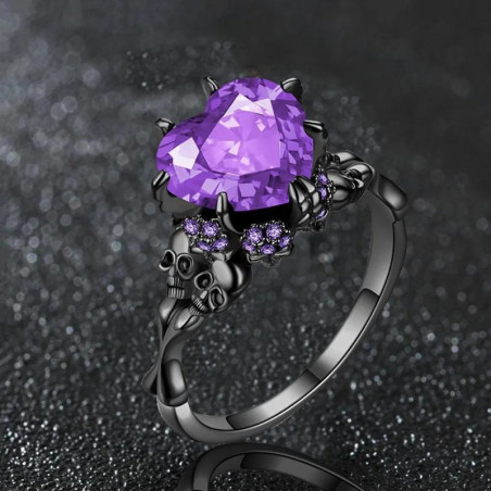 Bague Tête de Mort – Cœur Maudit Couleur Violet