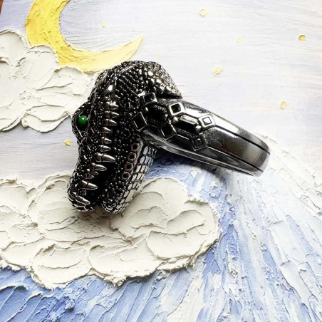 Vue générale Bague Rock - Crocodile Préhistorique