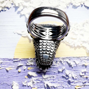 Vue Arrière Bague Rock - Crocodile Préhistorique