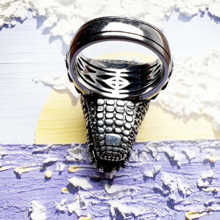 Vue Arrière Bague Rock - Crocodile Préhistorique