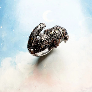 Vue générale Bague Rock - Crocodile Chromé