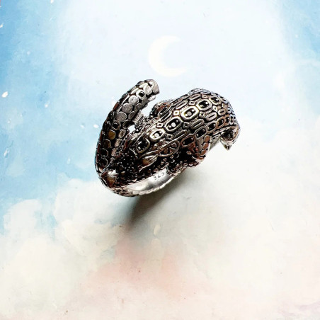 Vue générale Bague Rock - Crocodile Chromé