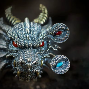 Détails de la Bague Tête de Dragon -Regard Infernal