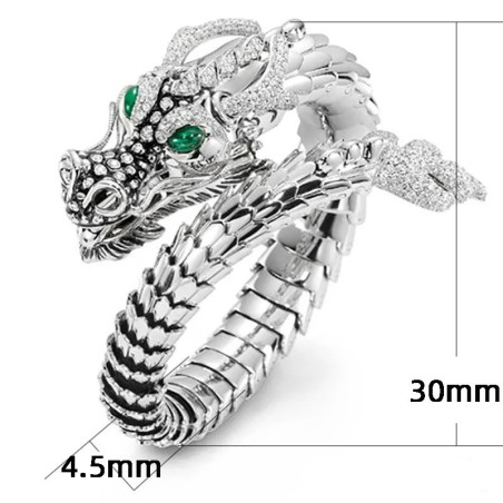 Dimensions Bague Rock - Dragon Émeraude