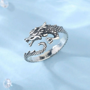Bague Rock - Dragon Impérial Couleur Argent