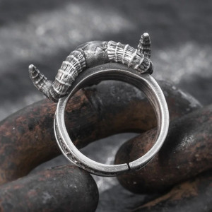 Vue Arrière Bague Goth  Rock - Crâne du Chaman