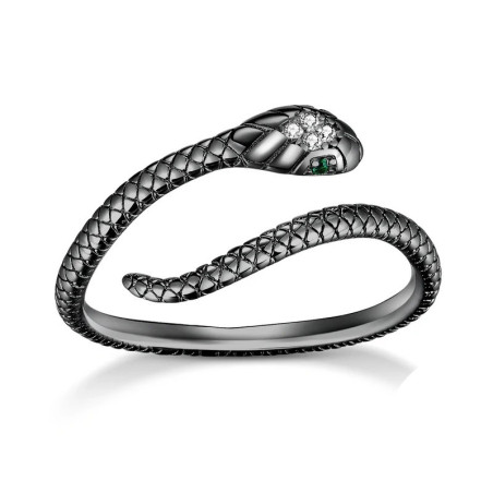 Bague Rock – Étreinte du Cobra Couleur Noir