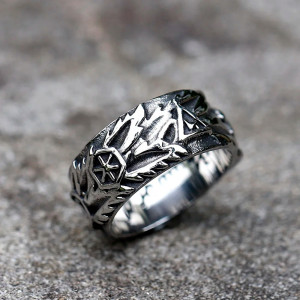 Vue Arrière Bague Tête de Mort – Anneau des Flammes Noires