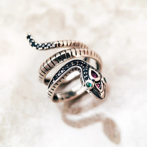Vue détaillée Bague Rock – Serpent au Venin de Rubis