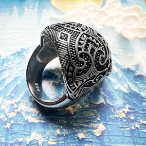 Vue Arrière Bague Tête de Mort – Crâne Baroque Sombre