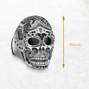 Dimensions Bague Tête de Mort – Crâne Baroque Sombre