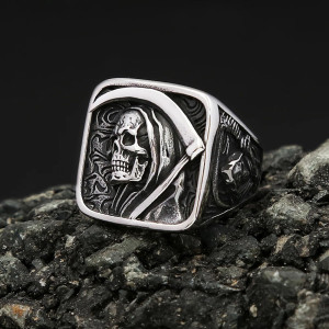 Avant Bague Tête de Mort "Faucheuse Éternelle"