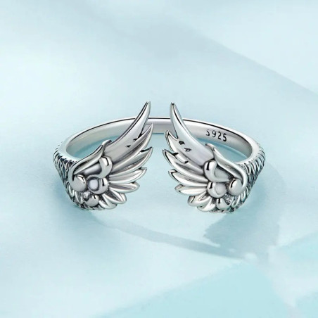 Avant Bague Rock "Ailes d'Ange Sacrées" en Argent Sterling 925