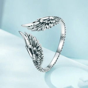Bague Rock "Ailes d'Ange Sacrées" en Argent Sterling 925
