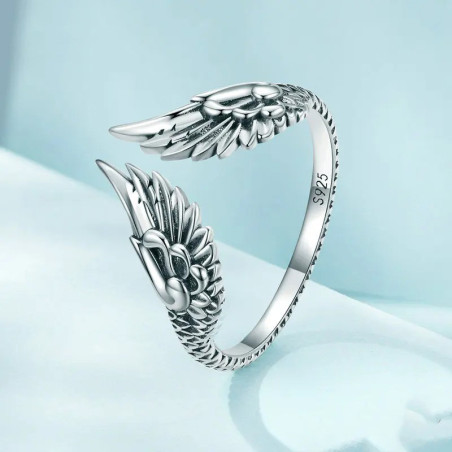 Bague Rock "Ailes d'Ange Sacrées" en Argent Sterling 925