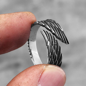 Vue générale Bague Rock "Ailes d'Ange Rebelles"