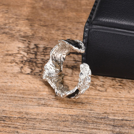 Vue Arrière Bague Rock "Fusion Obscure" - Bague Ouverte !