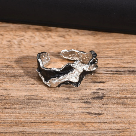 Vue détaillée Bague Rock "Fusion Obscure" - Bague Ouverte !