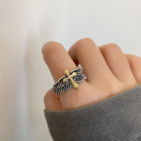 Vue Portée Bague Rock "Ange Gardien"