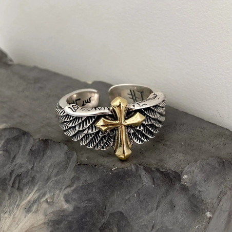Avant Bague Rock "Ange Gardien"